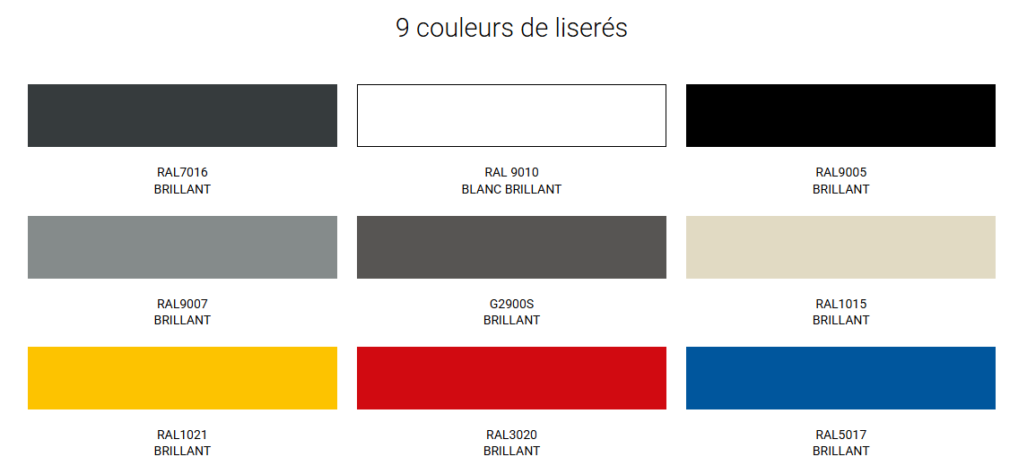 9 couleurs de liserés